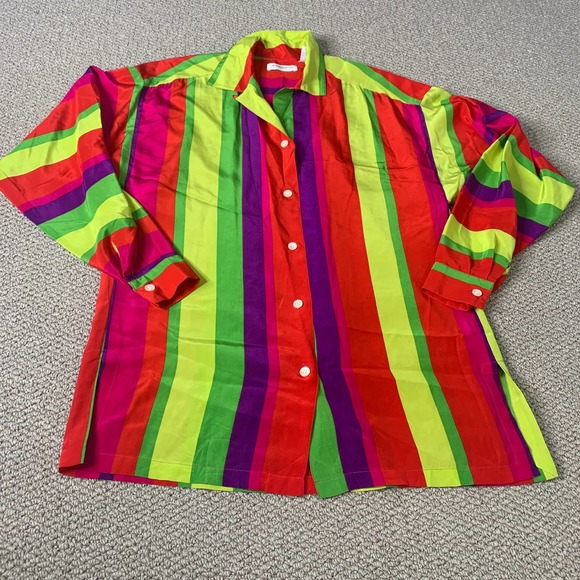 Liz Claiborne Womens Shirt‎ Size 4 Multicolor Silk Long Sleeves Button Up - Picture 1 of 9